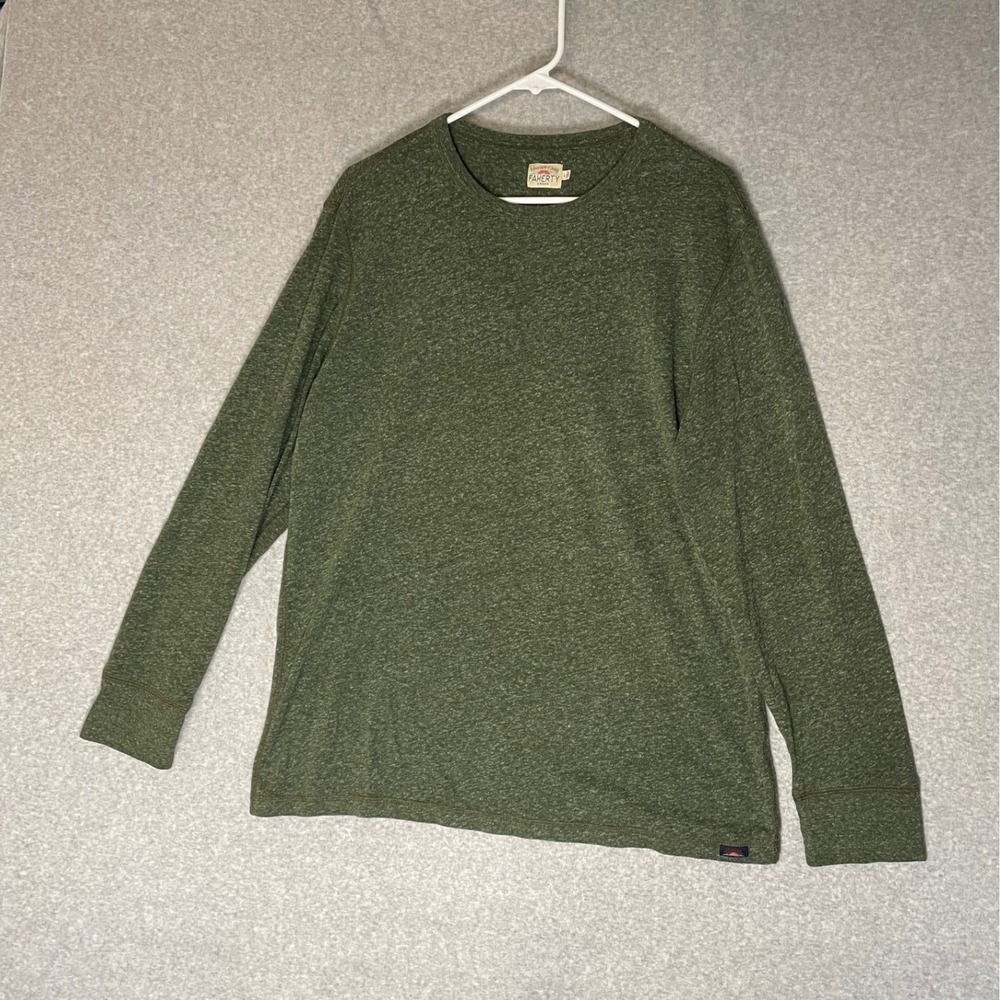 FAHERTY BRAND Mens Large Long Sleeve‎ Crew Neck Green Heathered *FLAWS